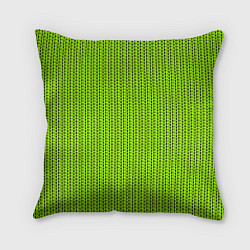 Подушка квадратная Ярко-зелёный в маленькие чёрные полоски, цвет: 3D-принт