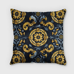 Подушка квадратная Золотые и синие абстрактные узоры, цвет: 3D-принт