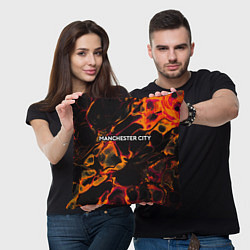 Подушка квадратная Manchester City red lava, цвет: 3D-принт — фото 2