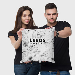 Подушка квадратная Leeds United dirty ice, цвет: 3D-принт — фото 2