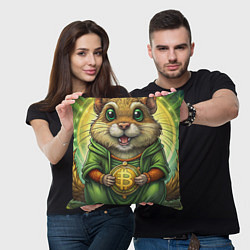 Подушка квадратная Криптовалютный хомячок, цвет: 3D-принт — фото 2