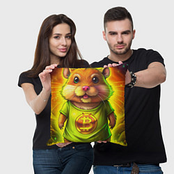 Подушка квадратная Хомячок и криптоактив, цвет: 3D-принт — фото 2