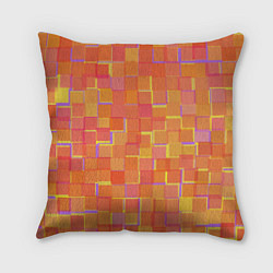 Подушка квадратная Россыпь оранжевых квадратов, цвет: 3D-принт