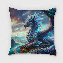 Подушка квадратная Крылатый сказочный дракон - нейросеть, цвет: 3D-принт