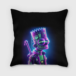 Подушка квадратная Bart Simpson cyber ninja - neon glow, цвет: 3D-принт