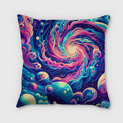 Подушка квадратная Разноцветный бескрайний космос - нейросеть, цвет: 3D-принт