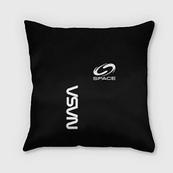 Подушка квадратная Nasa space logo white