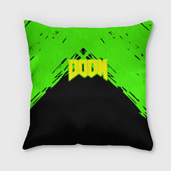 Подушка квадратная Doom кислотное лого, цвет: 3D-принт