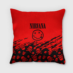 Подушка квадратная Nirvana rock skull, цвет: 3D-принт