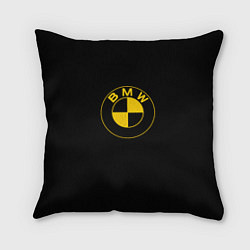 Подушка квадратная BMW logo yellow, цвет: 3D-принт