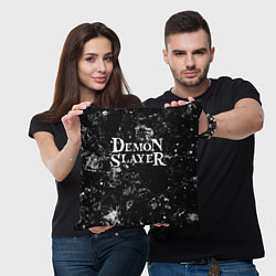Подушка квадратная Demon Slayer black ice, цвет: 3D-принт — фото 2