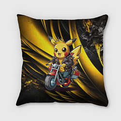 Подушка квадратная Пикачу на красном мотоцикле, цвет: 3D-принт