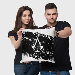 Подушка квадратная Assassins Creed logo краски, цвет: 3D-принт — фото 2