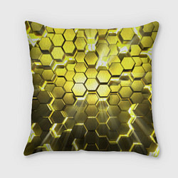 Подушка квадратная Золотые соты, цвет: 3D-принт