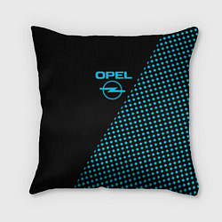 Подушка квадратная Opel чёрно-голубой шахматка, цвет: 3D-принт