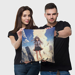 Подушка квадратная Девушка аниме, цвет: 3D-принт — фото 2