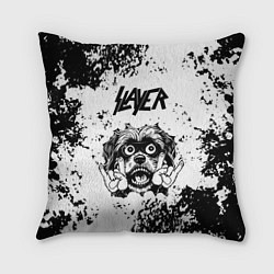 Подушка квадратная Slayer - рок пес, цвет: 3D-принт