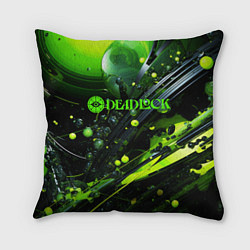 Подушка квадратная Deadlock logo зеленая абстракция, цвет: 3D-принт
