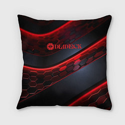 Подушка квадратная Deadlock logo красные соты и неон, цвет: 3D-принт