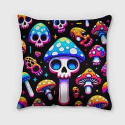 Подушка квадратная Ice cream skull and fly agaric - ai art fantasy