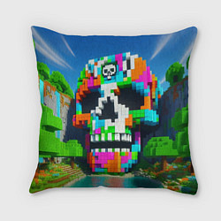 Подушка квадратная Minecraft landscape with skull - ai art fantasy, цвет: 3D-принт