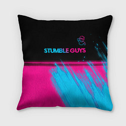 Подушка квадратная Stumble Guys - neon gradient посередине, цвет: 3D-принт