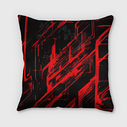 Подушка квадратная Red stripes on a black background, цвет: 3D-принт