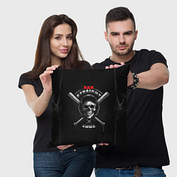 Подушка квадратная Straight edge череп с битами, цвет: 3D-принт — фото 2