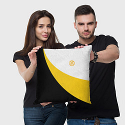 Подушка квадратная Мы русские с нами Бог малая желтая хризма Николай, цвет: 3D-принт — фото 2