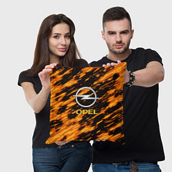 Подушка квадратная Opel штрихи огненные, цвет: 3D-принт — фото 2