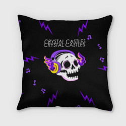 Подушка квадратная Crystal Castles неоновый череп, цвет: 3D-принт