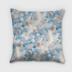 Подушка квадратная Мороз и солнце - еловые шишки, цвет: 3D-принт