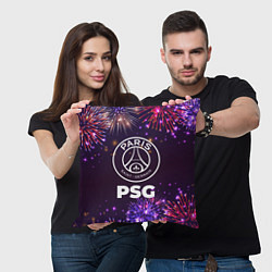 Подушка квадратная Праздничный PSG, цвет: 3D-принт — фото 2