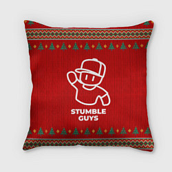 Подушка квадратная Stumble Guys new year, цвет: 3D-принт