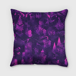 Подушка квадратная Неоновый городок, цвет: 3D-принт
