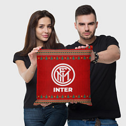 Подушка квадратная Inter new year, цвет: 3D-принт — фото 2
