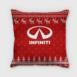 Подушка квадратная Новогодний Infiniti с оленями, цвет: 3D-принт