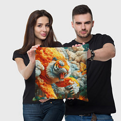Подушка квадратная Сказочный облачный тигр - нейроарт фантазия, цвет: 3D-принт — фото 2