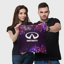 Подушка квадратная Праздничный Infiniti, цвет: 3D-принт — фото 2