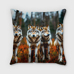 Подушка квадратная Волки в осеннем лесу, цвет: 3D-принт