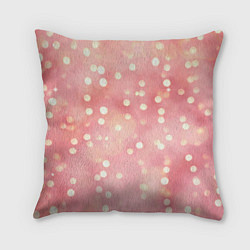 Подушка квадратная Сияние праздничных огоньков на розовом фоне, цвет: 3D-принт