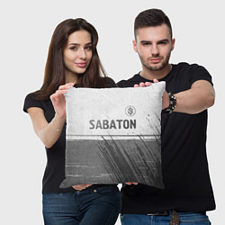 Подушка квадратная Sabaton - white gradient посередине, цвет: 3D-принт — фото 2