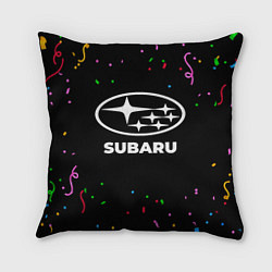 Подушка квадратная Subaru конфети, цвет: 3D-принт