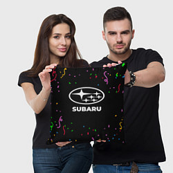 Подушка квадратная Subaru конфети, цвет: 3D-принт — фото 2