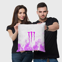 Подушка квадратная Monster energy neon flame, цвет: 3D-принт — фото 2