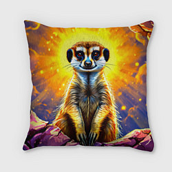 Подушка квадратная Сурикат в яркиз лучах солнца, цвет: 3D-принт