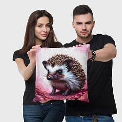 Подушка квадратная Ежик в розовом свете, цвет: 3D-принт — фото 2