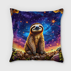 Подушка квадратная Ленивец и звездное небо, цвет: 3D-принт