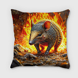 Подушка квадратная Броненосец в огне, цвет: 3D-принт