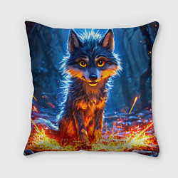 Подушка квадратная Волк искры под лапами, цвет: 3D-принт